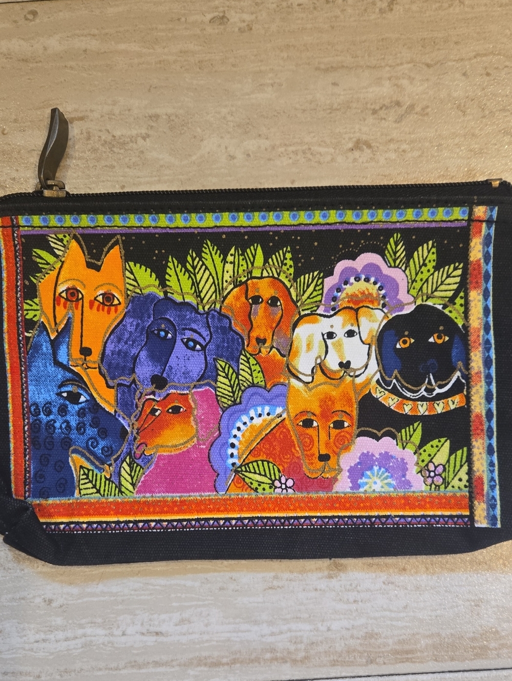 New Laurel Burch Dog Lovers Zipper Pouch